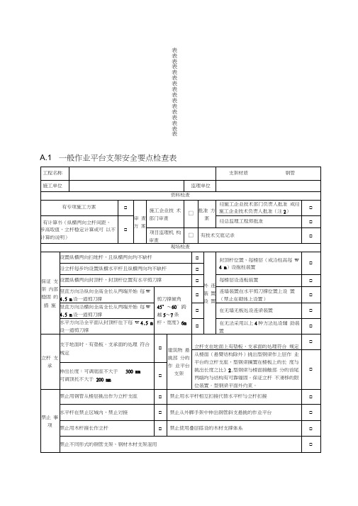 《建筑施工模板及作业平台钢管支架构造安全技术规范》表格电子版