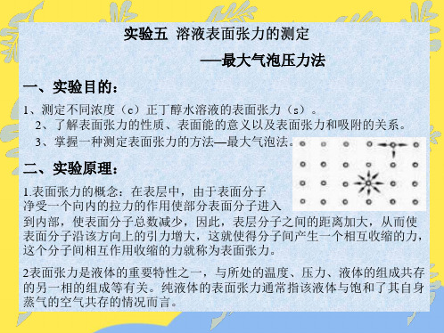 实验五 溶液表面张力的测定 最大气泡压力法一、实验目的、测(“毛细管”相关文档)共7张