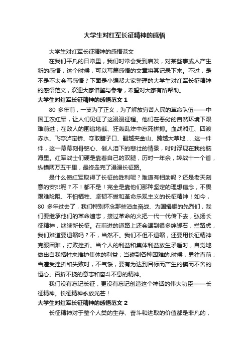 大学生对红军长征精神的感悟范文