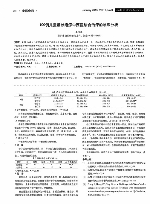 100例儿童带状疱疹中西医结合治疗的临床分析