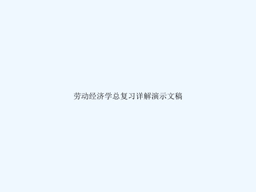 劳动经济学总复习详解演示文稿