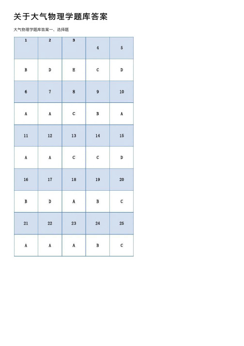 关于大气物理学题库答案
