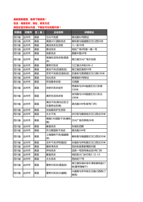 新版四川省达州市渠县洗衣店企业公司商家户名录单联系方式地址大全27家