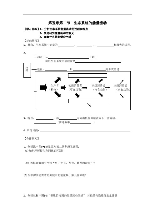 人教版高中生物必修三教案：5.2生态系统的能量流动