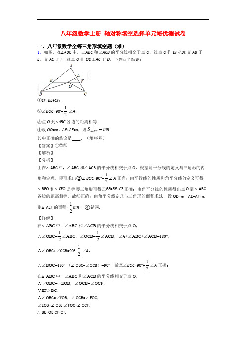 八年级数学上册 轴对称填空选择单元培优测试卷