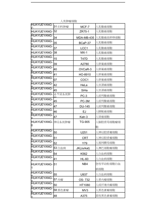 人类肿瘤细胞株