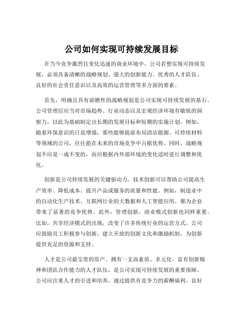 公司如何实现可持续发展目标