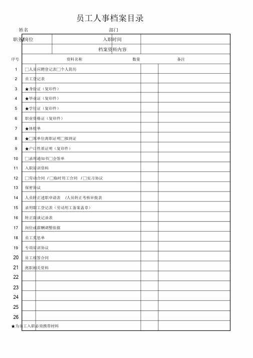 员工人事档案目录表文件.doc