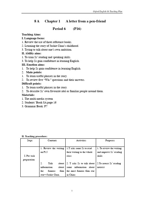 8A   1 a letter P6 (P16)