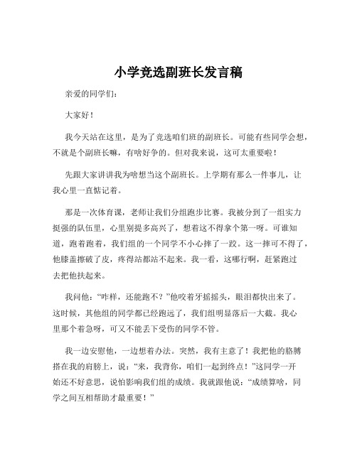 小学竞选副班长发言稿