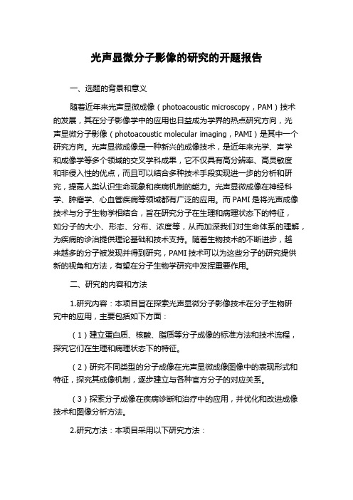 光声显微分子影像的研究的开题报告