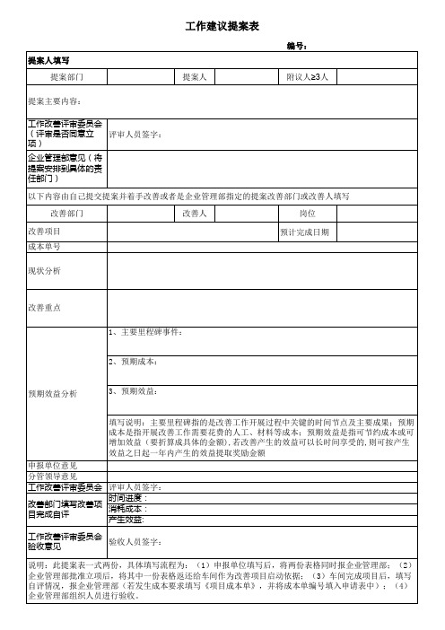 工作建议改善提案表(1)