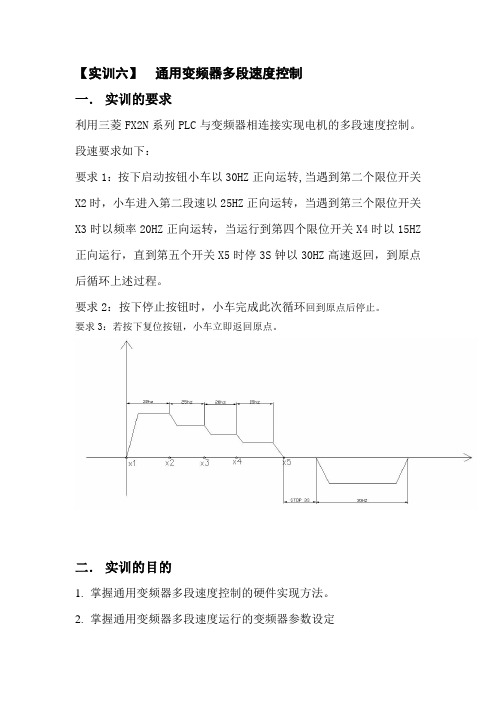 【实训六】  通用变频器多段速度控制