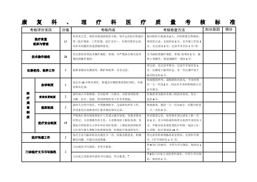 康复科理疗科医疗质量考核标准