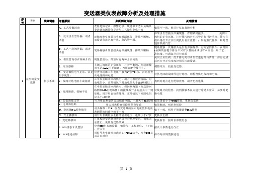 变送器类仪表故障分析及处理措施