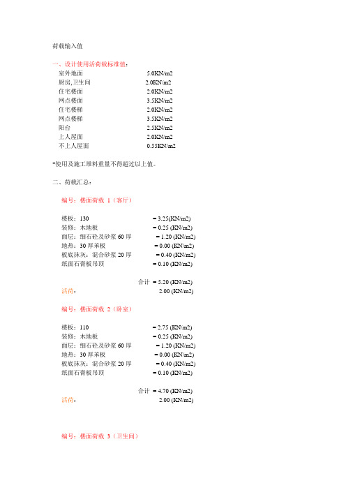 荷载取值