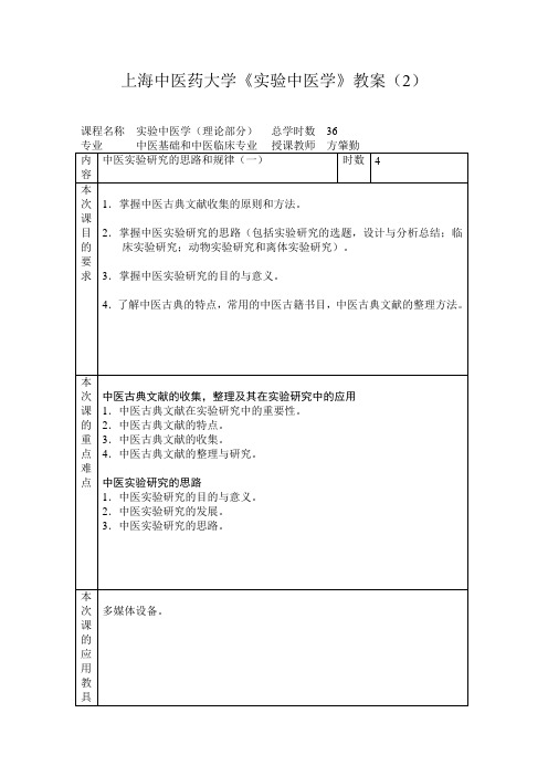 中医古典文献的收集整理及应用