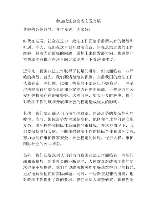 参加政法会议表态发言稿