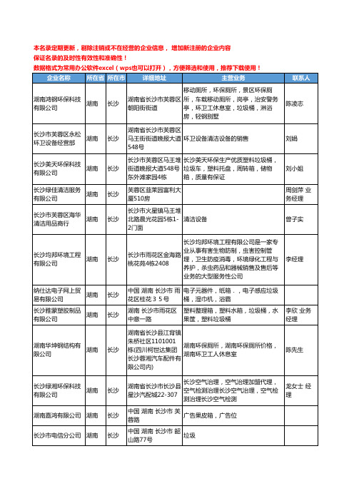 2020新版湖南省公共环卫设施工商企业公司名录名单黄页联系方式大全42家