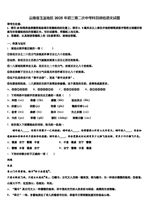 云南省玉溪地区2025年初三第二次中考科目质检语文试题含解析