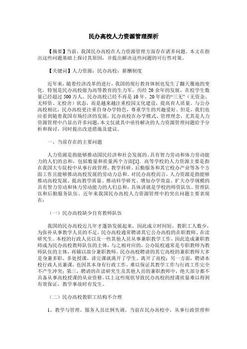 民办高校人力资源管理探析