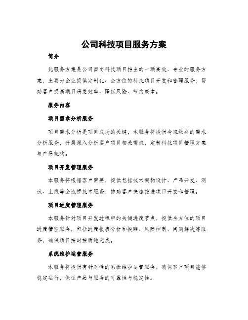 公司科技项目服务方案