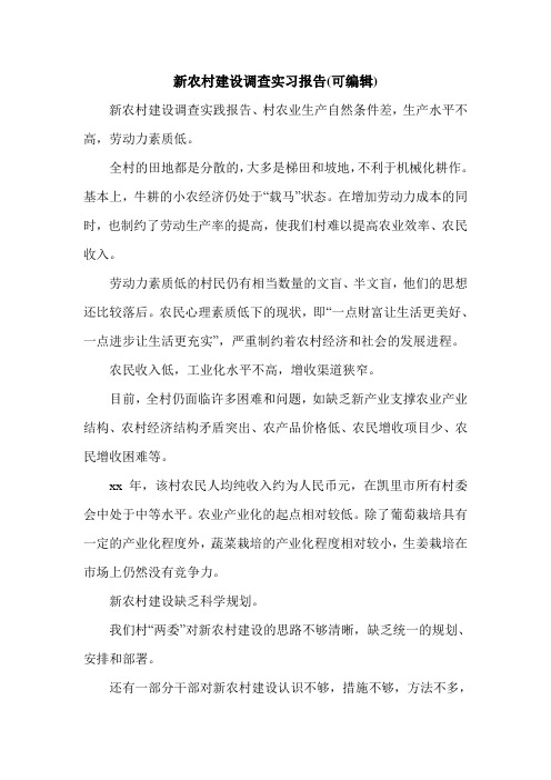 新农村建设调查实习报告(可编辑).doc