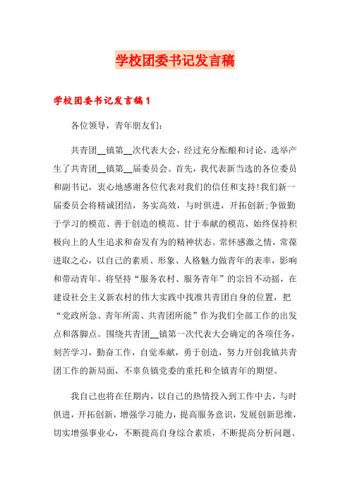 学校团委书记发言稿