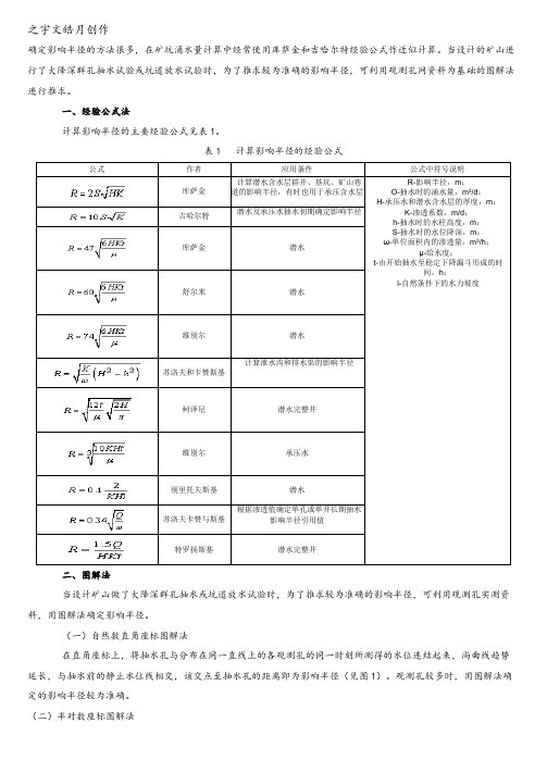 降水井影响半径的计算