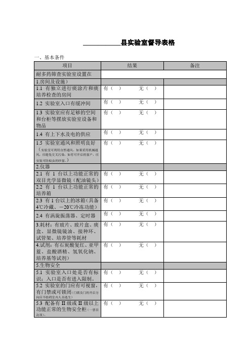 结核病实验室督导表格(县级)