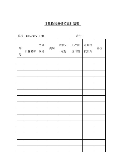 计量检测设备校正计划表(doc格式)