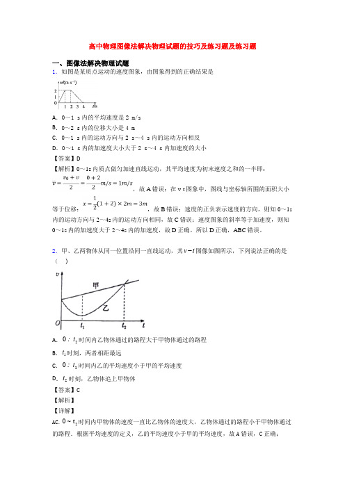 高中物理图像法解决物理试题的技巧及练习题及练习题