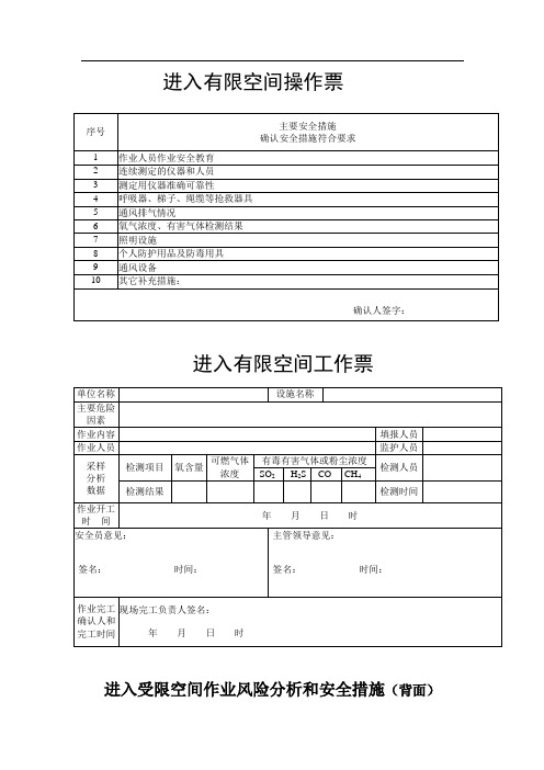 有限空间作业票