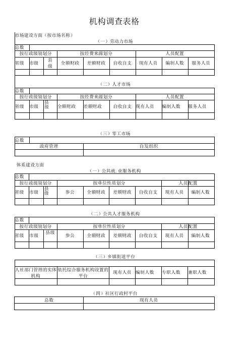 机构调查表格