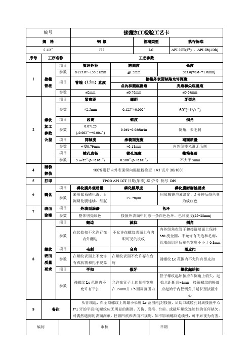 接箍加工工艺卡(范例)