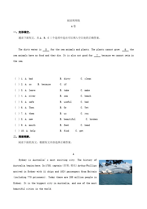 (全国通用)八年级英语下册 第十四周 阅读周周练(AB卷) 人教新目标版