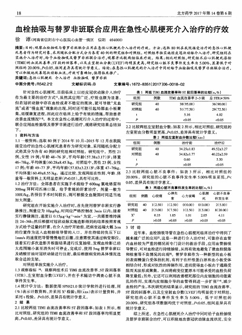 血栓抽吸与替罗非班联合应用在急性心肌梗死介入治疗的疗效