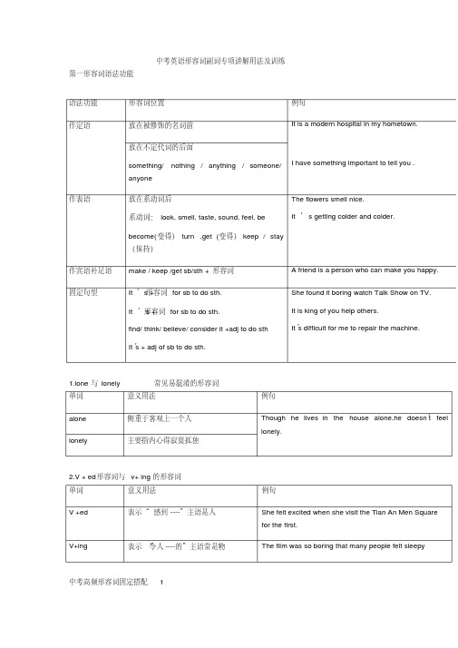 中考英语备课指导：英语形容词副词专项讲解用法及训练