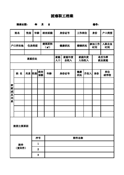 困难职工档案