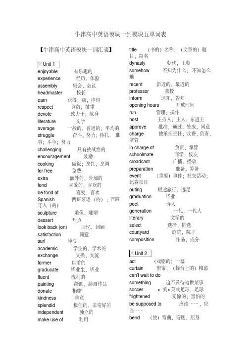 牛津高中英语模块1-5单词表(必修)完整版完整版.doc