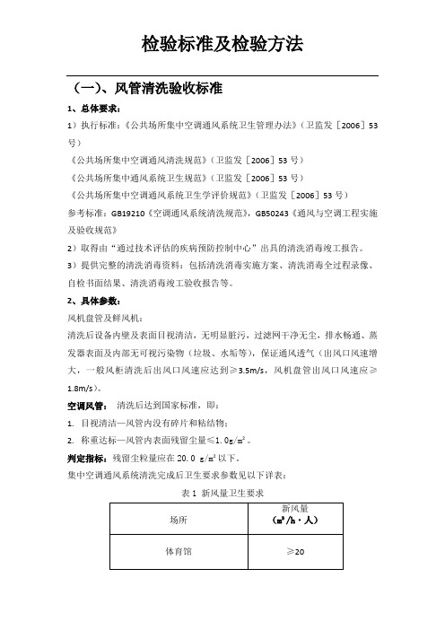 中央空调检验标准及检验方法