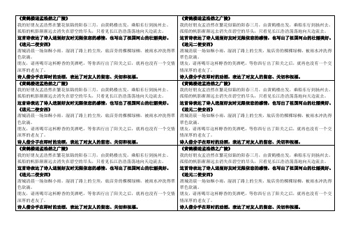 最新人教版四年级语文上册第20课古诗两首诗意黄鹤楼送孟浩然之广陵送元二使安西直接打印贴课本上背诵