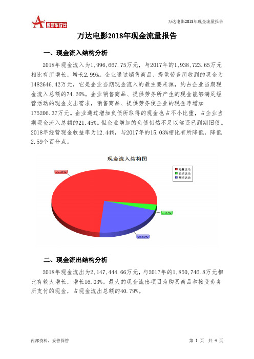 万达电影2018年现金流量报告-智泽华