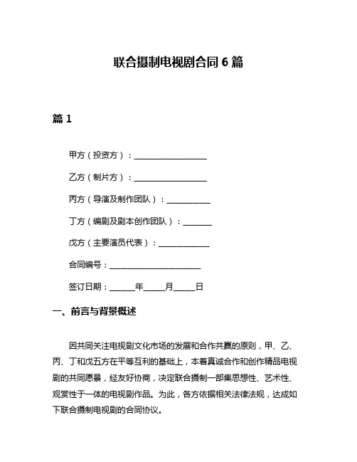 联合摄制电视剧合同6篇