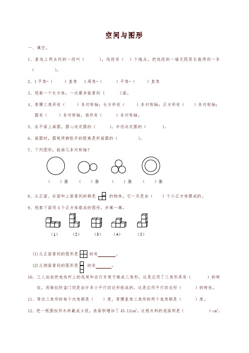 通用版数学六年级下册总复习专题：空间与图形1含答案