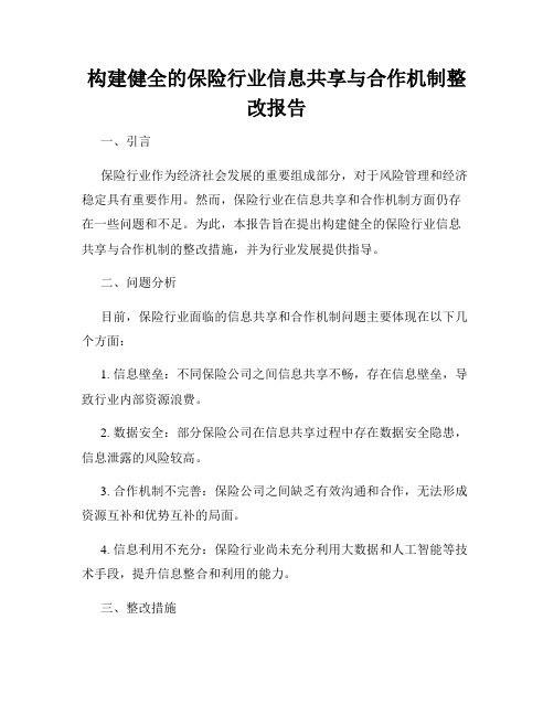 构建健全的保险行业信息共享与合作机制整改报告