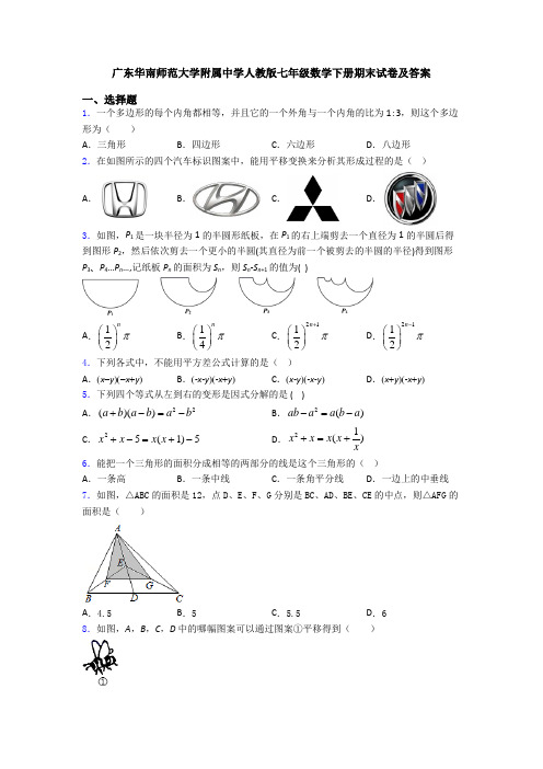 广东华南师范大学附属中学人教版七年级数学下册期末试卷及答案