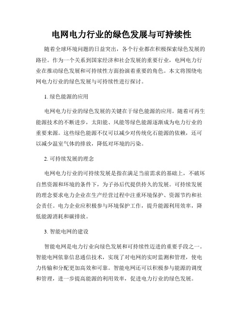 电网电力行业的绿色发展与可持续性