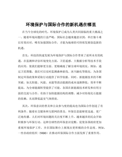 环境保护与国际合作的新机遇在哪里