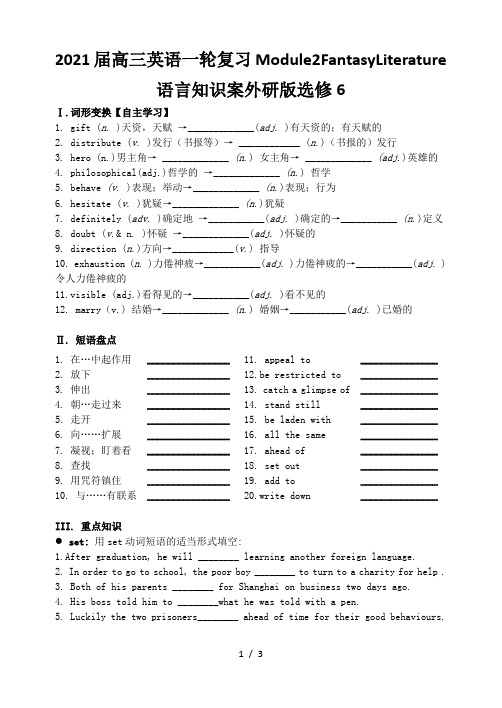 2021届高三英语一轮复习Module2FantasyLiterature语言知识案外研版选修6